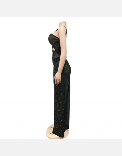 Replica Sexy Club Hot Drilling Sleeveless Slit Maxi Dresses Sleeveless V Neck #794918 $43.31 USD for Wholesale