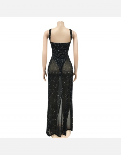 Replica Sexy Club Hot Drilling Sleeveless Slit Maxi Dresses Sleeveless V Neck #794918 $43.31 USD for Wholesale