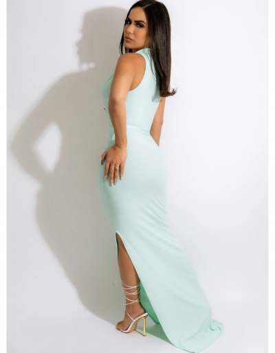 Replica  Sexy Split Hem Pure Color V-Neck Women's Maxi Dresses Sleeveless V Neck #794923 $34.53 USD for Wholesale