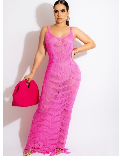 Replica  Sexy Knit See Through Pure Color Women's Dress Sleeveless V Neck #794925 $30.35 USD for Wholesale