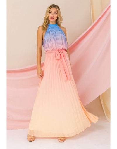  Gradient Color Evening Backless Maxi Dress Sleeveless Halter #794926 $39.00 USD, Wholesale Fashion Maxi Dresses