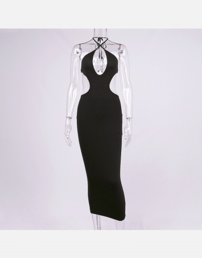 Replica Seductive Black Halter Backless Cut Out Dresses Sleeveless #794928 $33.35 USD for Wholesale