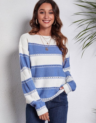 Replica Casual Contrast Color Versatile Autumn Knit Sweater Long Sleeve Bateau Neck #794933 $26.71 USD for Wholesale