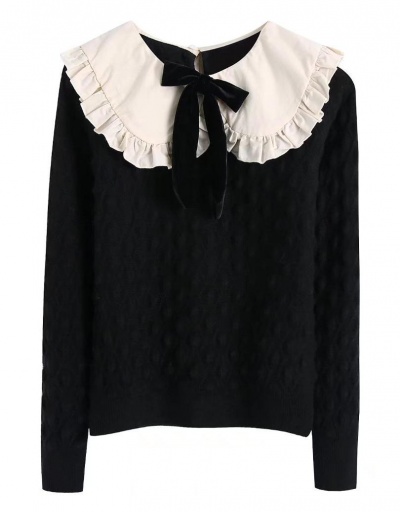 Ladies Black Long Sleeve Doll Collar Pullover Sweater Long Sleeve Doll Collar #794935 $34.13 USD, Wholesale Fashion Sweaters &amp; Cardigans