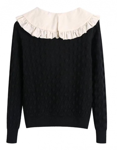 Replica Ladies Black Long Sleeve Doll Collar Pullover Sweater Long Sleeve Doll Collar #794935 $34.13 USD for Wholesale