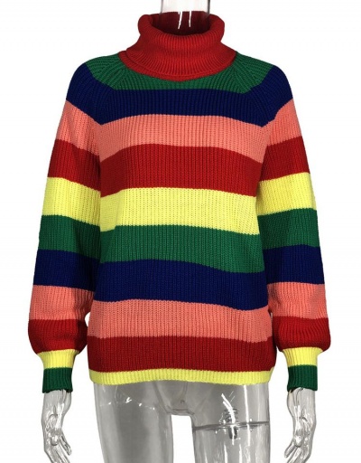 Replica Colorful Striped Long Sleeve Turtleneck Sweater Long Sleeve Turtle/High Neck #794939 $33.67 USD for Wholesale