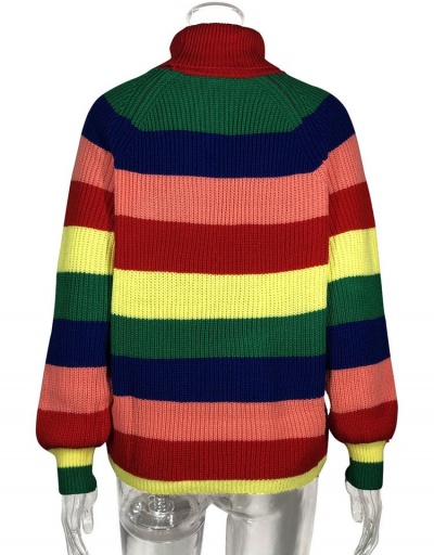 Replica Colorful Striped Long Sleeve Turtleneck Sweater Long Sleeve Turtle/High Neck #794939 $33.67 USD for Wholesale