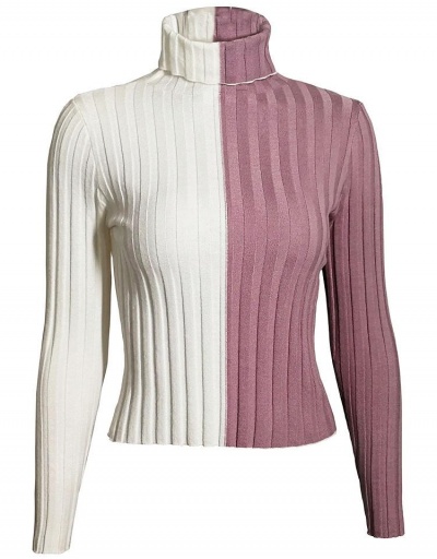 Replica Stylish Color Block Knitted Turtleneck Sweater Long Sleeve Turtle/High Neck #794940 $29.74 USD for Wholesale