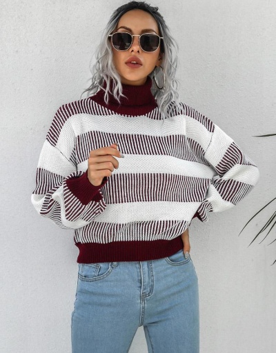 Street Contrast Color Turtleneck Lantern Sleeve Pullover Sweater Long Sleeve Turtle/High Neck #794944 $28.53 USD, Wholesale Fashion Sweaters &amp; Cardigans