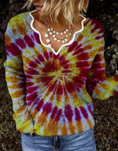 Replica Tie Dye V Neck Long Sleeve Ladies Sweaters Long Sleeve V Neck #794948 $21.42 USD for Wholesale