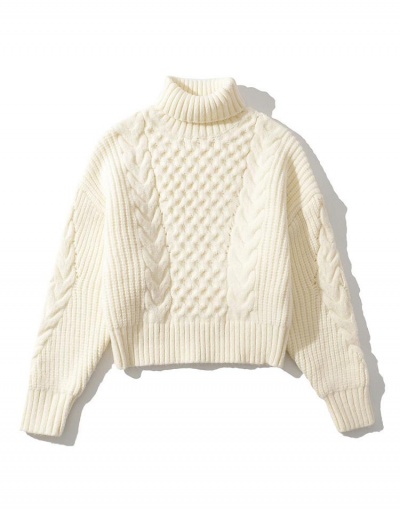 Casual High Neck Solid White Sweater For Women Long Sleeve Turtle/High Neck #794960 $70.20 USD, Wholesale Fashion Sweaters &amp; Cardigans