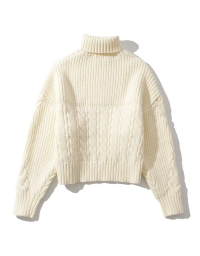 Replica Casual High Neck Solid White Sweater For Women Long Sleeve Turtle/High Neck #794960 $70.20 USD for Wholesale