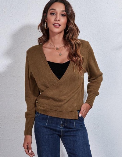 Replica Deep V Neck Autumn Solid Pullover Sweater Long Sleeve V Neck #794962 $24.25 USD for Wholesale