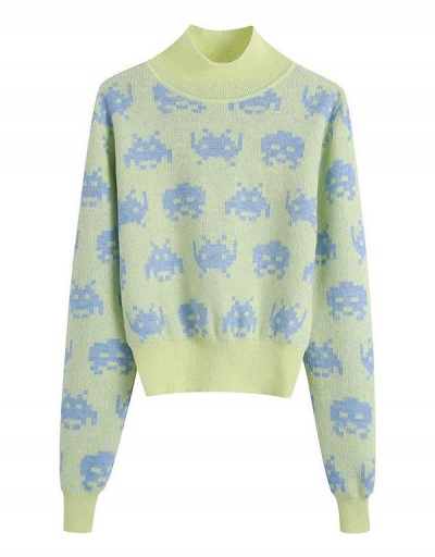 Replica Turtle Neck Print Long Sleeve Pullover Sweater Long Sleeve Turtle/High Neck #794963 $37.42 USD for Wholesale