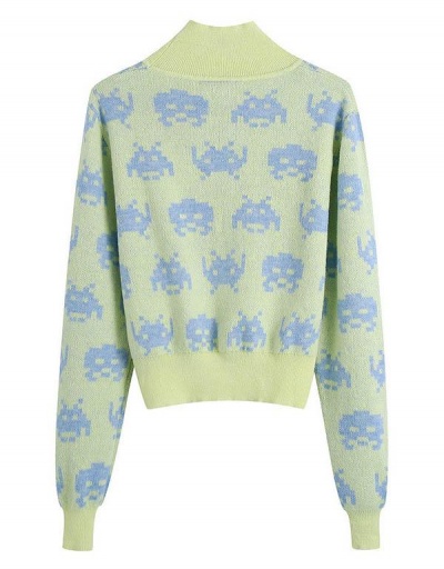 Replica Turtle Neck Print Long Sleeve Pullover Sweater Long Sleeve Turtle/High Neck #794963 $37.42 USD for Wholesale