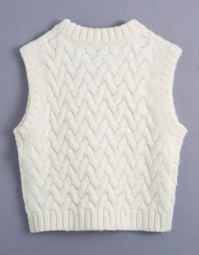 Replica Spring White Crew Neck Jacquard Camisole Sweater Sleeveless Crew Neck #794964 $34.65 USD for Wholesale