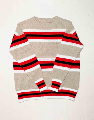 Replica Color Block Striped Long Sleeve Knit Sweater Long Sleeve Crew Neck #794966 $17.23 USD for Wholesale