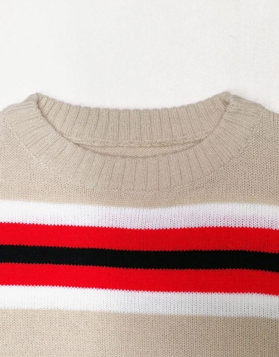 Replica Color Block Striped Long Sleeve Knit Sweater Long Sleeve Crew Neck #794966 $17.23 USD for Wholesale