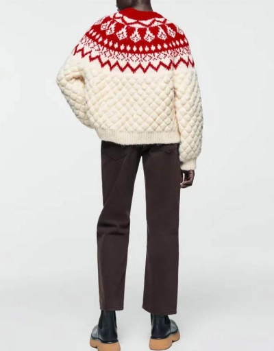 Replica Jacquard Weave Christmas Crew Neck Loose Sweater Long Sleeve Crew Neck #794967 $49.14 USD for Wholesale