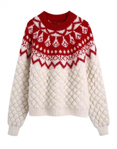 Replica Jacquard Weave Christmas Crew Neck Loose Sweater Long Sleeve Crew Neck #794967 $49.14 USD for Wholesale