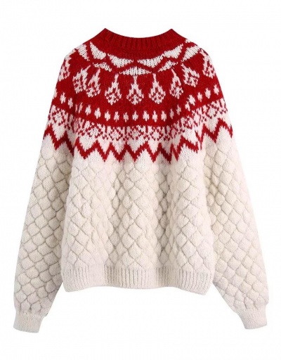 Replica Jacquard Weave Christmas Crew Neck Loose Sweater Long Sleeve Crew Neck #794967 $49.14 USD for Wholesale