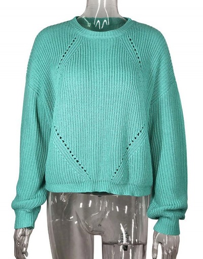 Replica Grunge Style Autumn Casual Versatile Green Sweater Long Sleeve Crew Neck #794983 $29.20 USD for Wholesale