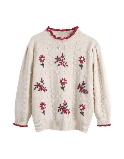 Flower Embroidery Long Sleeve Ladies Pullover Sweaters Long Sleeve O Neck #794986 $47.95 USD, Wholesale Fashion Sweaters &amp; Cardigans