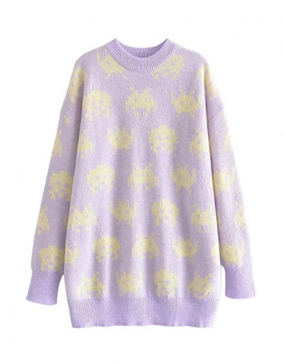 New Jacquard Weave Long Sleeve Purple Sweater Long Sleeve Crew Neck #794990 $37.73 USD, Wholesale Fashion Sweaters &amp; Cardigans