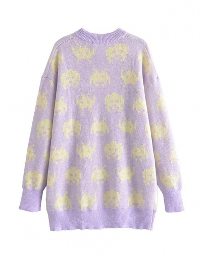 Replica New Jacquard Weave Long Sleeve Purple Sweater Long Sleeve Crew Neck #794990 $37.73 USD for Wholesale