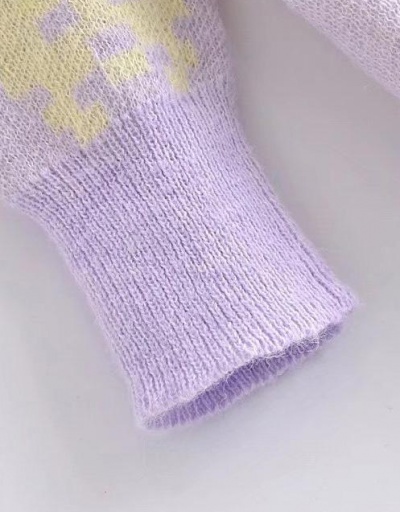 Replica New Jacquard Weave Long Sleeve Purple Sweater Long Sleeve Crew Neck #794990 $37.73 USD for Wholesale