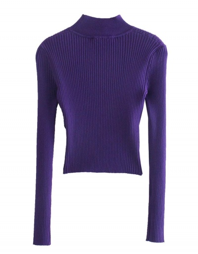 Replica Simple Solid Cross Hollow Out Fall Sweaters Long Sleeve Mock Neck #794992 $30.40 USD for Wholesale