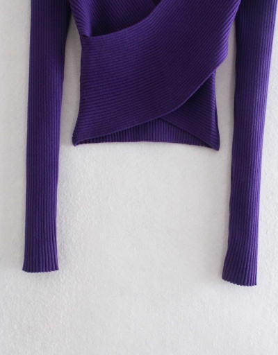 Replica Simple Solid Cross Hollow Out Fall Sweaters Long Sleeve Mock Neck #794992 $30.40 USD for Wholesale