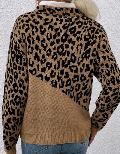 Replica Vintage Leopard Crew Neck Knitted Sweater Long Sleeve Crew Neck #794993 $27.10 USD for Wholesale