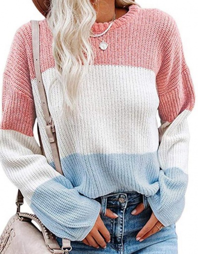 Contrast Color Casual Fashion Autumn Sweater Long Sleeve Crew Neck #794994 $21.06 USD, Wholesale Fashion Sweaters &amp; Cardigans