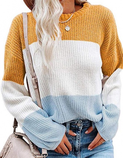 Replica Contrast Color Casual Fashion Autumn Sweater Long Sleeve Crew Neck #794994 $21.06 USD for Wholesale