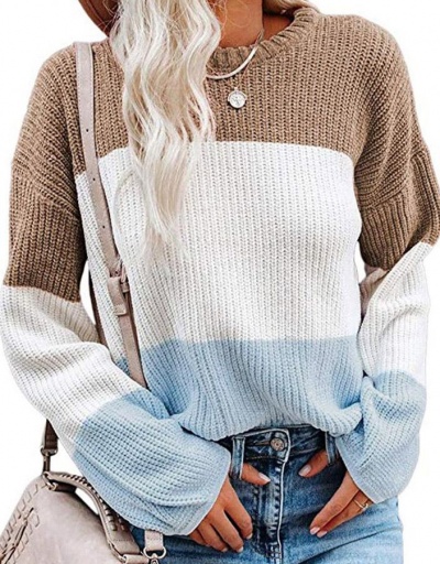 Replica Contrast Color Casual Fashion Autumn Sweater Long Sleeve Crew Neck #794994 $21.06 USD for Wholesale