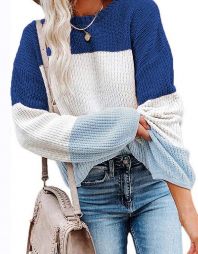 Replica Contrast Color Casual Fashion Autumn Sweater Long Sleeve Crew Neck #794994 $21.06 USD for Wholesale