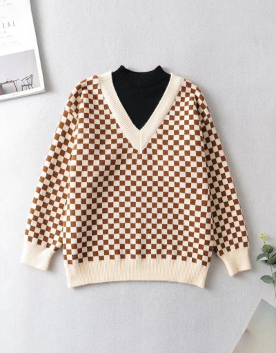 Replica Individual Checkerboard Fake Two Versatile Sweater Long Sleeve O Neck #794999 $40.37 USD for Wholesale