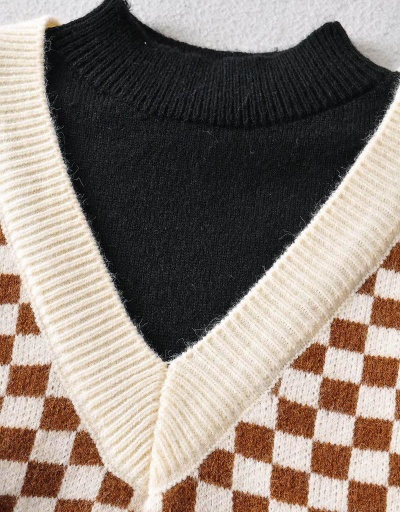 Replica Individual Checkerboard Fake Two Versatile Sweater Long Sleeve O Neck #794999 $40.37 USD for Wholesale