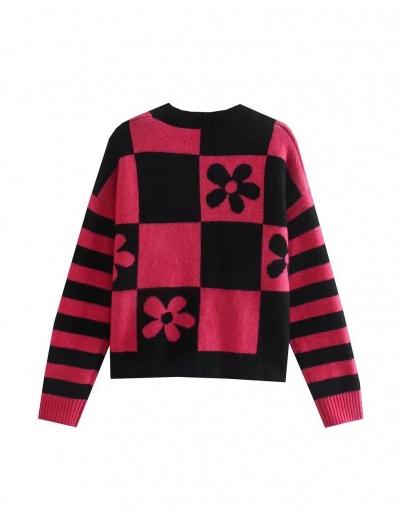 Replica Lovely Jacquard Weave Contrast Color Cute Sweater Long Sleeve Crew Neck #795001 $39.42 USD for Wholesale