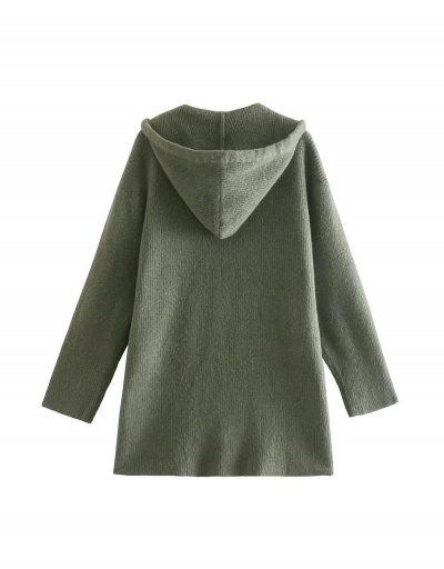 Replica Casual Solid Hooded Collar Loose Green Sweater Long Sleeve Hooded Collar #795003 $47.95 USD for Wholesale