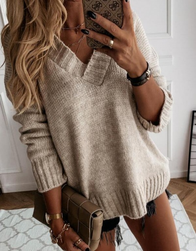 Replica New Arrival Plain Solid V Neck Knitted Sweater Long Sleeve V Neck #795009 $24.21 USD for Wholesale