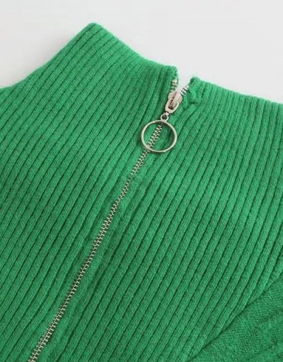 Replica Fresh Color Zip Up Loose Green Sweater Long Sleeve Turtle/High Neck #795012 $47.95 USD for Wholesale