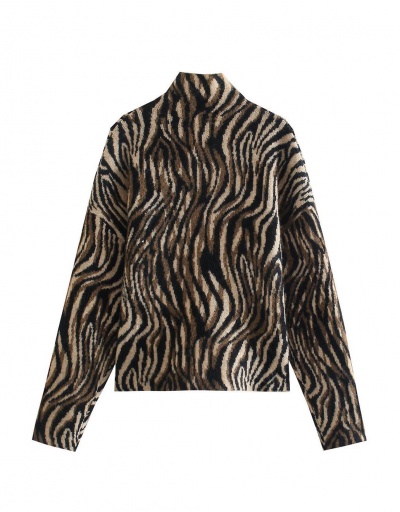 Replica New Arrival Animal Print High Neck Sweater Long Sleeve Turtle/High Neck #795013 $36.28 USD for Wholesale