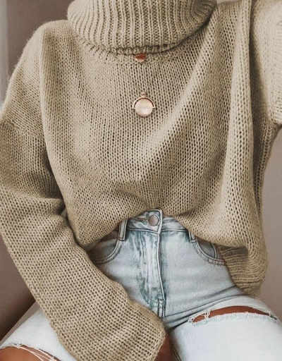 Replica Latest Style Versatile Solid High Neck Knitted Sweater Long Sleeve Turtle/High Neck #795016 $26.53 USD for Wholesale