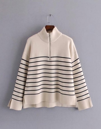 Replica Casual Striped  Knitting Long Sleeve Half Zipper Tops Long Sleeve Stand Collar #795018 $44.40 USD for Wholesale