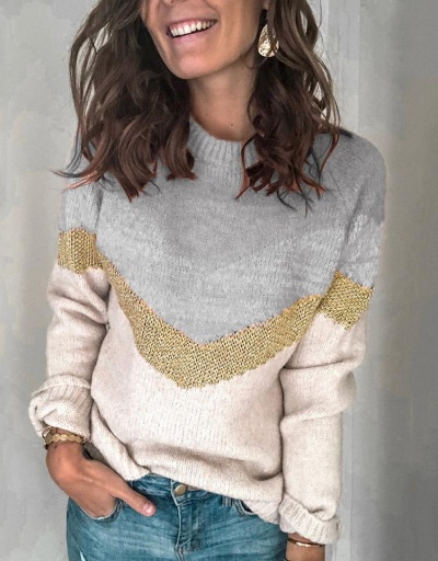 Replica Contrast Color Crew Neck New Arrival Knit Sweater Long Sleeve Crew Neck #795020 $26.33 USD for Wholesale