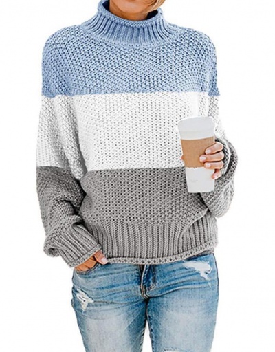 Latest Style Contrast Color Mock Neck Knitted Sweater Long Sleeve Mock Neck #795022 $25.48 USD, Wholesale Fashion Sweaters &amp; Cardigans