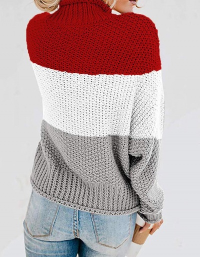 Replica Latest Style Contrast Color Mock Neck Knitted Sweater Long Sleeve Mock Neck #795022 $25.48 USD for Wholesale