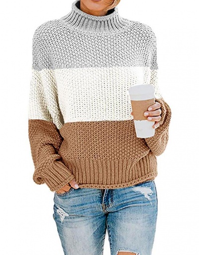 Replica Latest Style Contrast Color Mock Neck Knitted Sweater Long Sleeve Mock Neck #795022 $25.48 USD for Wholesale